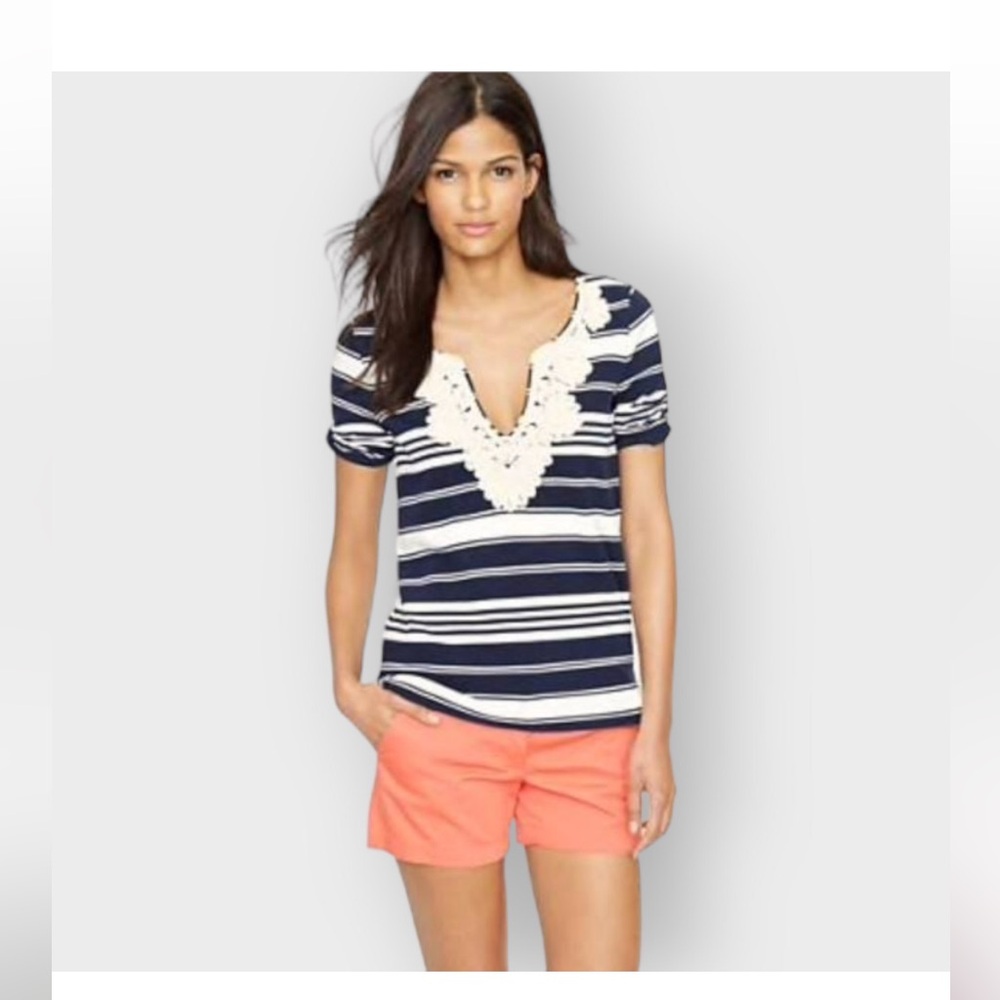 JCrew 3/4 sleeve tee with fancy embroidery